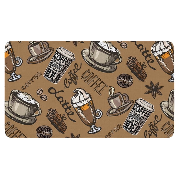 Coffee Linen Nonslip Floor Mat, Entryway Doormat Durable Low-Profile Mat Home Decor, Welcome Mats Washable Kitchen Bathroom Laundry Bedroom Living Room Doormats 30x17in