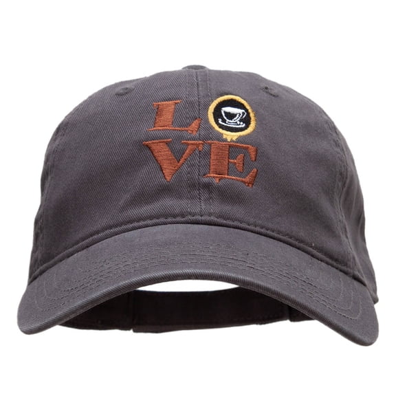 Coffee Love Embroidered Deluxe Washed Cap - Charcoal OSFM