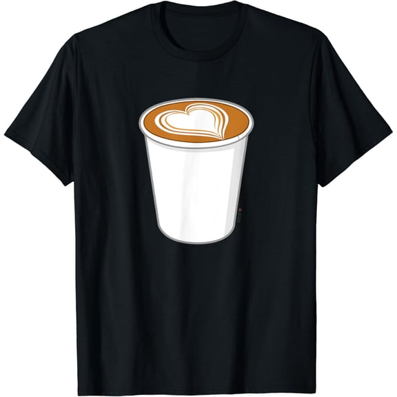 Coffee Love Heart T-Shirt Coffee Cup Art for Caffeine LoversMen and women, White Black T-shirt, size: Extra large S-335XL