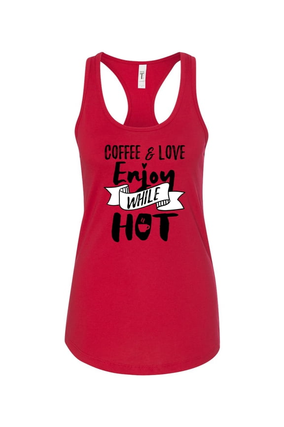 Coffee & Love Ladies Racerback Tank Top-Red-large