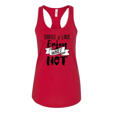 Coffee & Love Ladies Racerback Tank Top-Red-medium