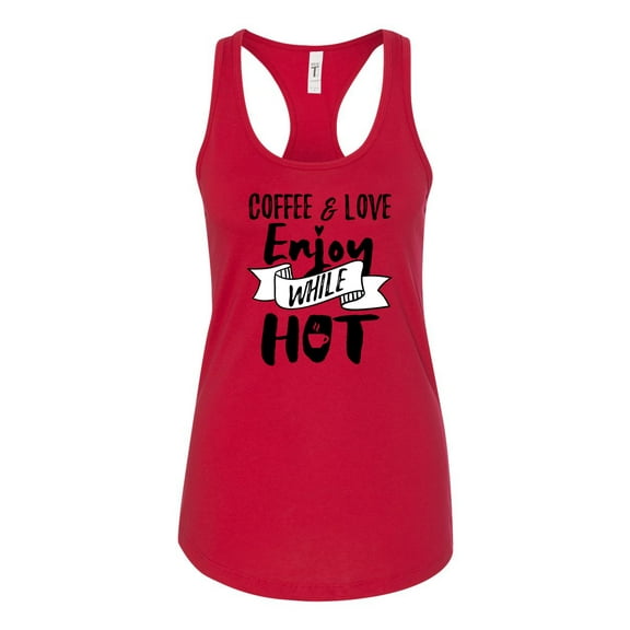 Coffee & Love Ladies Racerback Tank Top-Red-xs