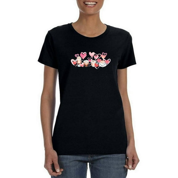 Coffee Love Shaped T-Shirt Women -Smartprints Designs, Female x-Large