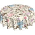 thumbnail image 1 of Coffee Love Tea Cup Polka Dot Retro Round Tablecloth Waterproof Wipeable Tablecloth Cover Home Restaurant Kitchen Picnic Party Decoration 60 Inch Circular Tablecloth for 20-47 Inch, 1 of 6