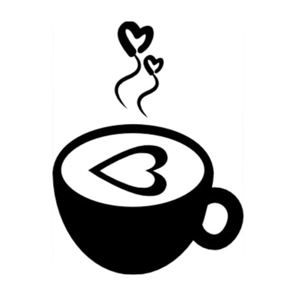 Coffee Love Vinyl Decal Sticker | Walls Cars Trucks Vans Laptops | Black Vinyl | 6.5-Inches X 4.9-Inches