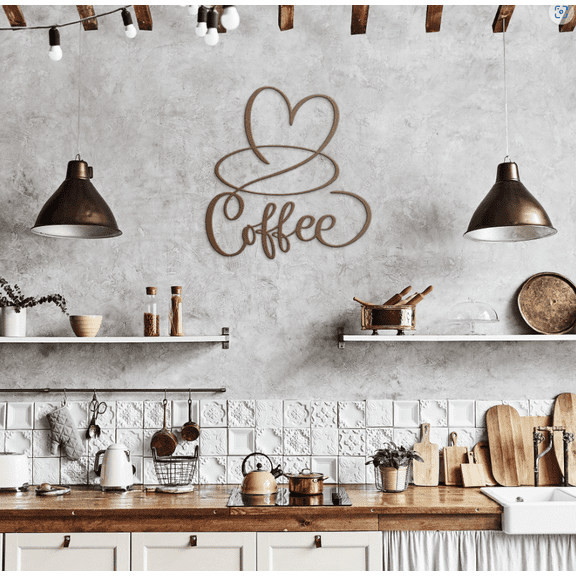 Coffee Lover 12 " | Cooper Colored Metal Sign Home Decor Wall Art