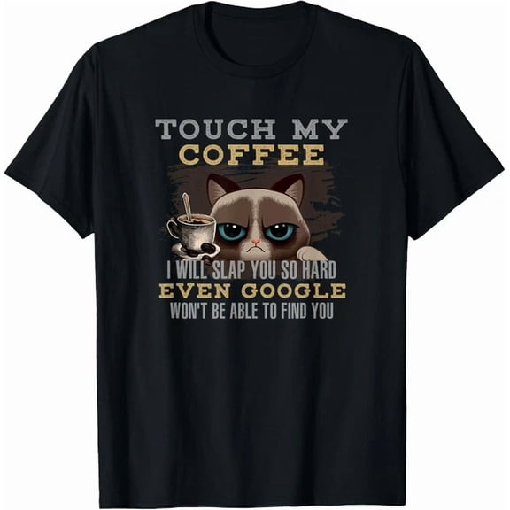 Coffee Lover Cat Humour T-Shirt Gift Unisex T-Shirt