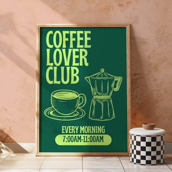 Coffee Lover Club Print, Coffee Print, Italian Espresso Poster, Coffee Wall Art, Trendy Wall Art, Coffee Poster UNFRAMED PAPER POSTER, Home Decor, Vintage Gift, Living Room Dercor