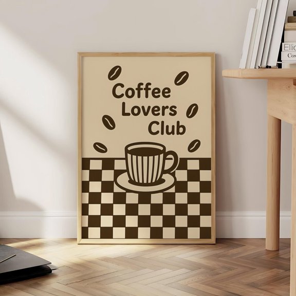 Coffee Lover Club Retro Cafe Art Decoration Design 2 Unframed Paper Print