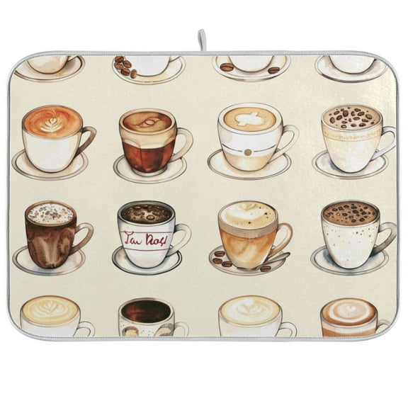 Coffee Lover Dish Drying Mats Kitchen Mat Microfiber Counter Absorbent Dish Pad Drainer Rack 18"x24"