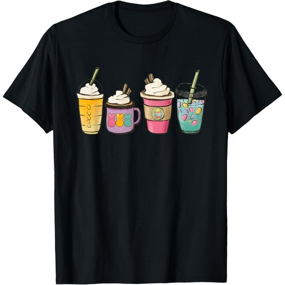 Coffee Lover Easter Coffee Bunny Latte Hello Spring Costume T-Shirt100% cotton