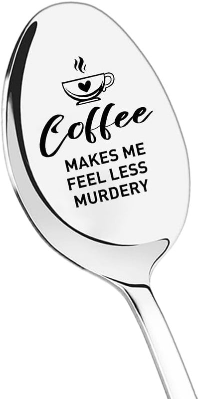 Funny Engraved Coffee Spoon - Stainless Steel Novelty Spoon Gift For Coffee Lovers, 7.5 Inch