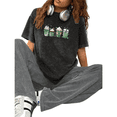thumbnail image 1 of Coffee Lover Green Shamrock Drink Print T-shirt Graphic Tees Vintage Washed Black Shirts S-5XL Womens Daily Tops, 1 of 5