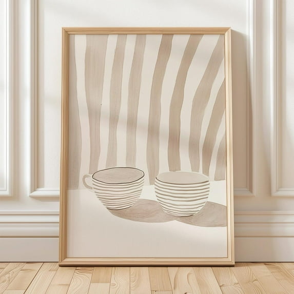 Coffee Lover Minimalist Print, Coffee Cups Wall Art, Minimalist Neutral Kitchen Decor Print, Warm Beige Print Wall Art, Modern Wall Decor, 8x12 UNFRAMED