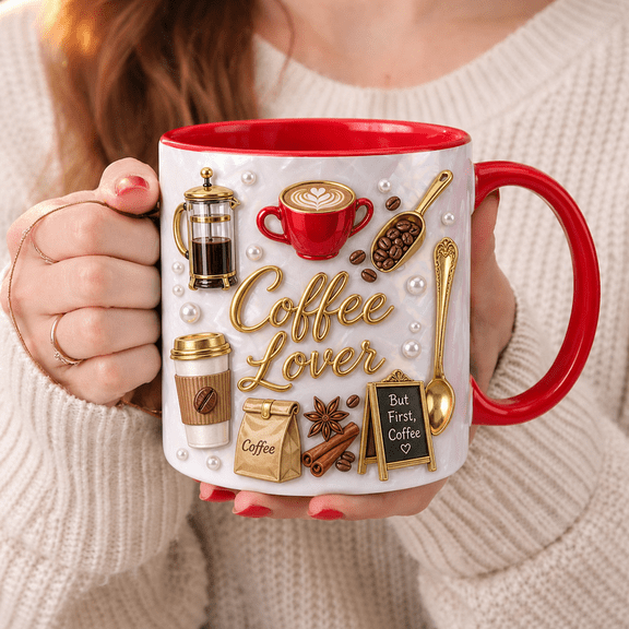 Coffee Lover Mug with Cozy Cafe-Inspired Design, Cute Gift for Daily Coffee Fans