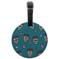 thumbnail image 1 of Coffee Lover Pattern Cute Travel Cups Round Leather Luggage Card Suitcase Carry-On ID Tag, 1 of 6