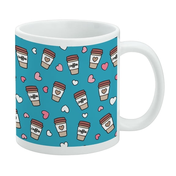 Coffee Lover Pattern Cute Travel Cups White Mug