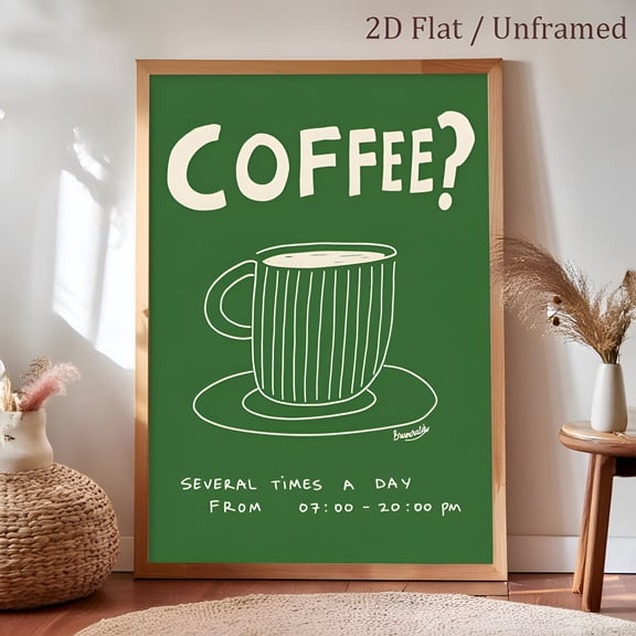 Coffee Lover Poster Comic Quote Wall Art Funny Minimalist Retro Typography Creative Illustration Decor for Bedroom Living Room Kitchen Dining Room Corridor Office, UNFRAMED 8x12