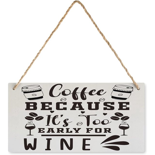 Coffee Lover Wood Sign Hanging Art Wall Decor 12x6 inch Rustic Coffee