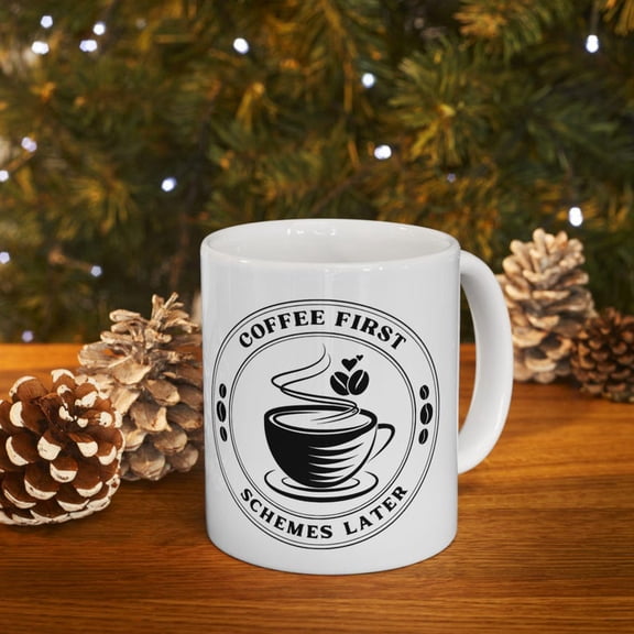Coffee Lover's Ceramic Mug, Fun Coffee First Design, Perfect Gift for F11RIENDS, Home Office Essentials, Birthday, EspresS1o