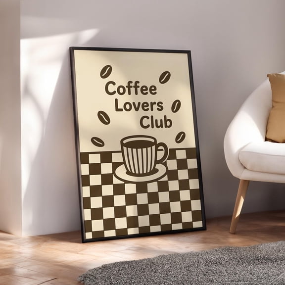 Coffee Lovers Club Retro Cafe Art Decoration Unframed Paper Print