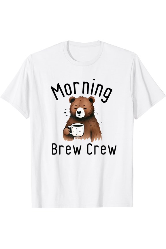 Coffee Lovers Morning Brew Crew Bear T-Shirt, Vintage T-Shirt