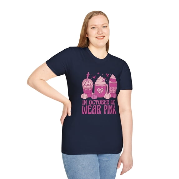 Coffee Lovers October Pink Month Women Men Novelty T-Shirt