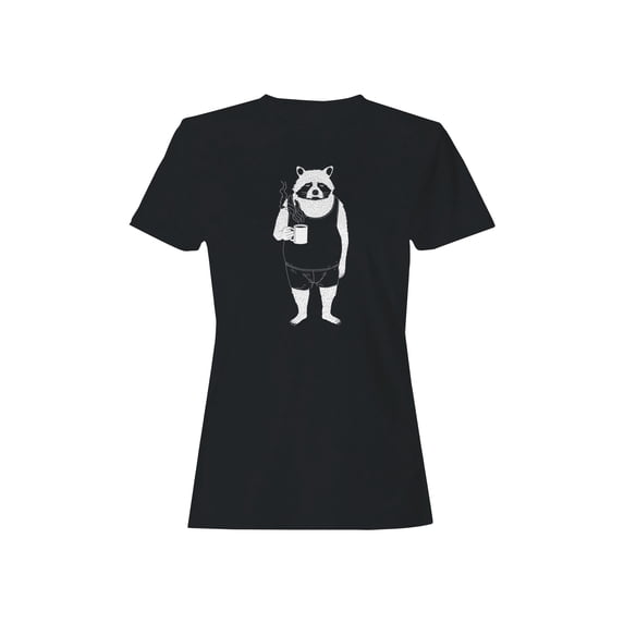 Coffee-Loving Raccoon in Shorts Women's T-shirt Black