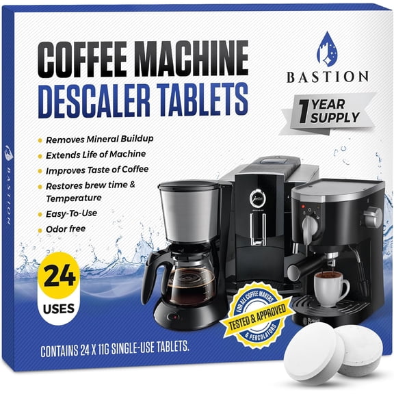 Coffee Machine Cleaner & Descaler Tablets - 24 Count | Deep Clean & Descale for Keurig, Nespresso, Ninja, , Cuisinart & More | Extend Machine Life & Enhance Coffee Flavor