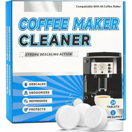 Coffee Machine Cleaner Descaler Tablets - 24 Count,Maker Cleaner for , ,, Delonghi, Miele, Coffee Maker Pot Descaling, Descale Drip Coffe and Espresso Machines