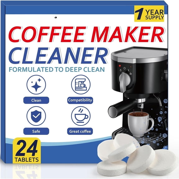 Coffee Machine Cleaner & Descaler Tablets - 24 Pack, Compatible with , , , DeLonghi, Miele, , & Major Brands, for Coffee Maker Pot, Espresso & Drip Machines
