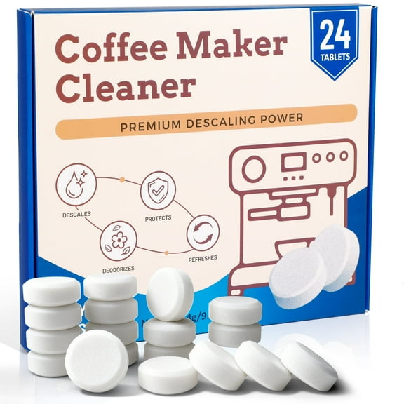 Coffee Machine Descaler Tablets, 24 PCS Coffee Maker Cleaner Tablets Compatible with Breville, Nespresso, Keurig, Ninja, Philips,Miele, Delonghi