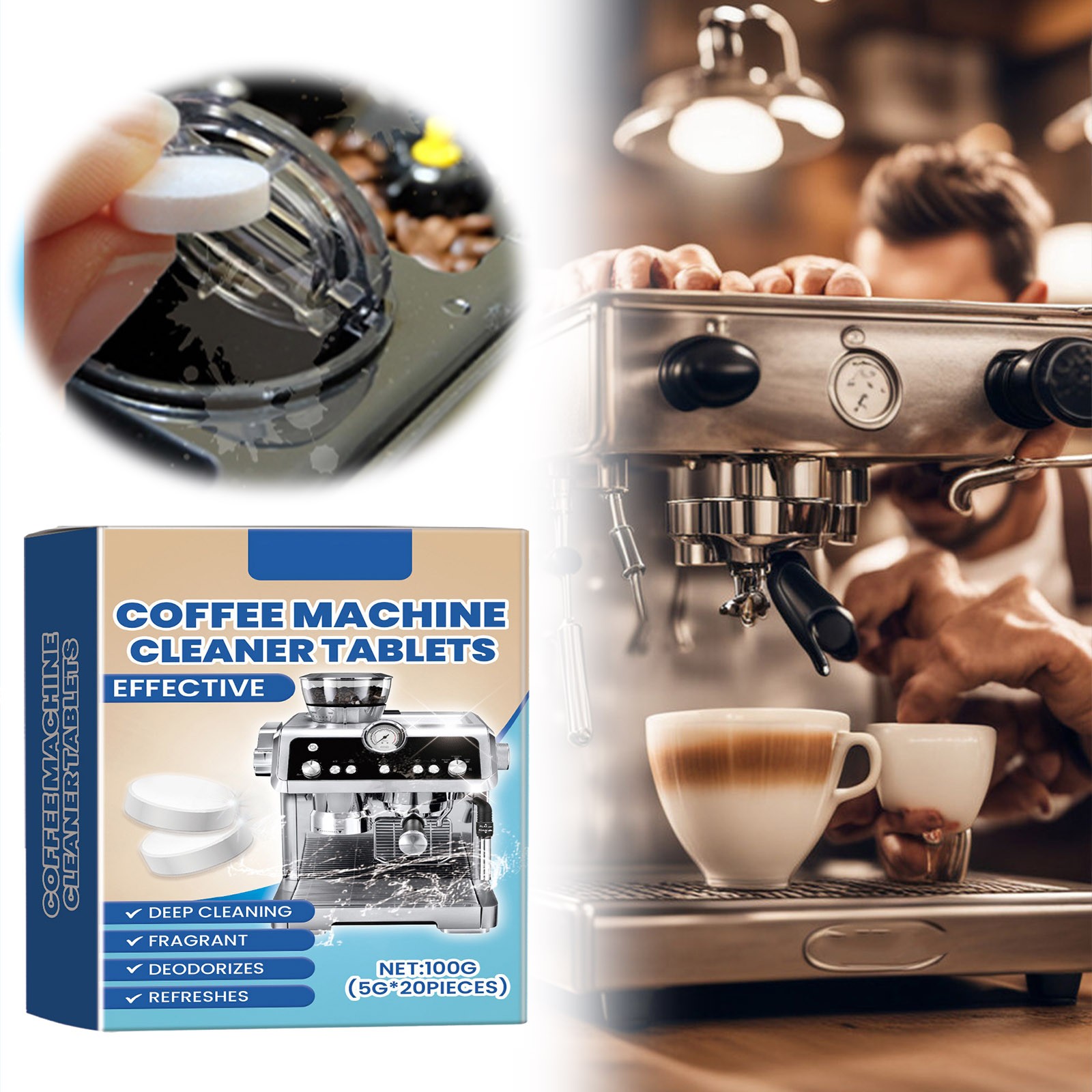 Coffee Machine Cleaning Effervescent Tablets Stains And Dirt From
