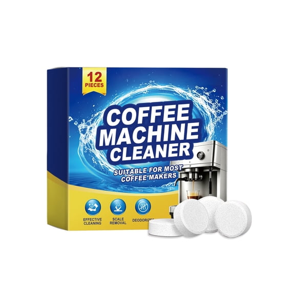 Coffee Machine Cleaning Tablets 12 Pack - Professional Descaling Tablets For Removing Coffee Oil Stains Grease And Odor From Brewers And Filters
