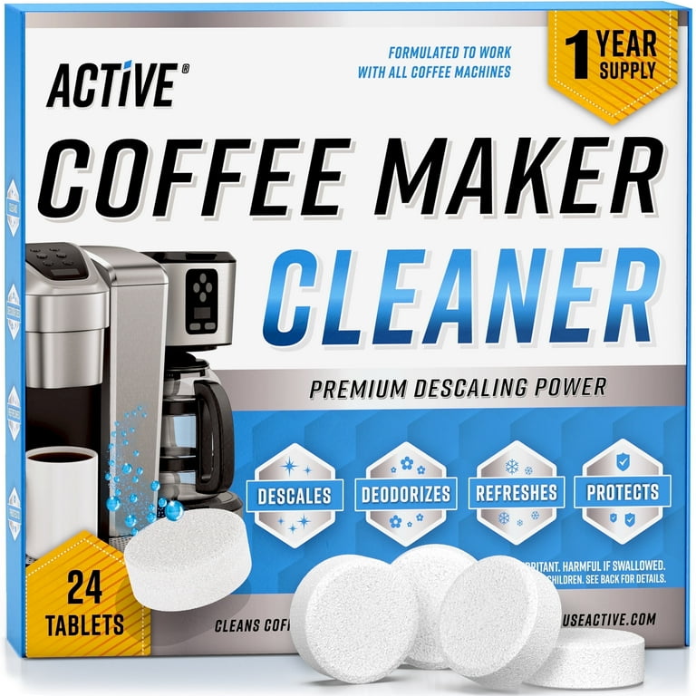 Active Coffee Machine Cleaner and Descaler, 24 Tablets, Compatible