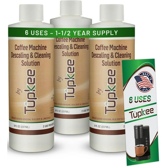 Coffee Machine Descaler Descaling Solution  3 Pack 6 Uses Compatible with Keurig, Nespresso, Breville, Delonghi, Jura, Ninja - Espresso Coffee Maker Cleaner, Coffee Pot Cleaning Limescale Remover