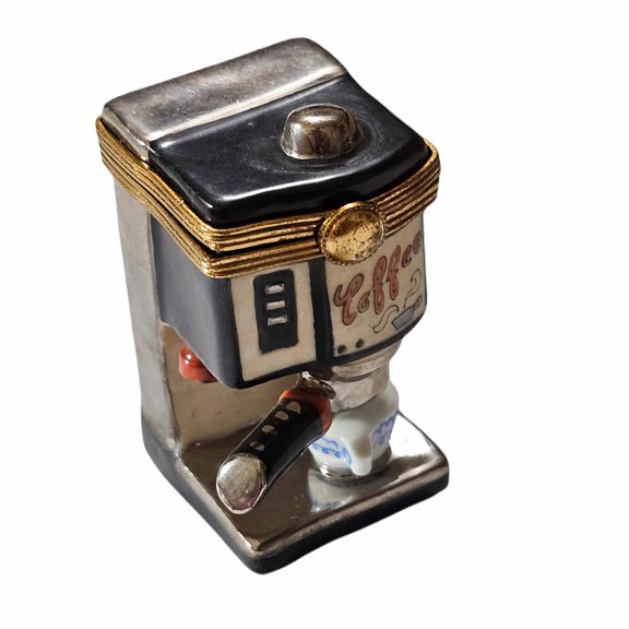 Coffee Expresso Black Silver Limoges Box for Coffee Lovers Limoges Box Porcelain Figurine