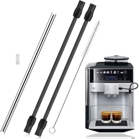 Coffee Machine Milk Hose, Coffee Machine Replacement Tube with Cleaning Brush for, Stainless Steel Silicon Milk Hose