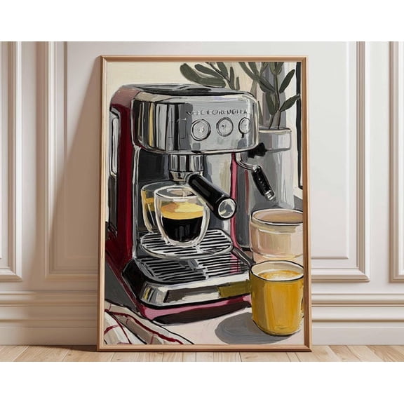 Coffee Machine Modern Barista Espresso Wall Art Print, Unframed Paper Poster 24x36in
