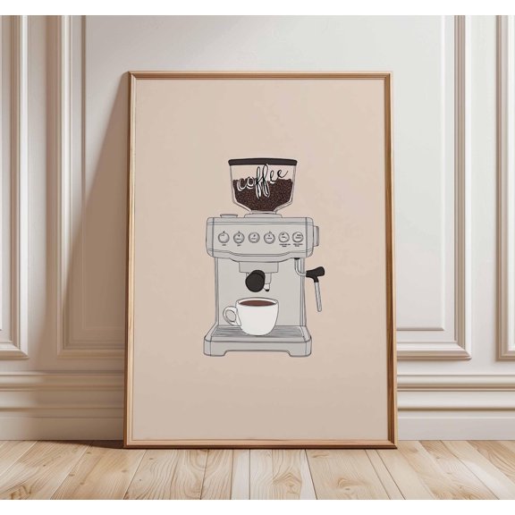 Coffee Machine Wall Art Barista Kitchen Poster Espresso Maker Decor, Unframed Poster