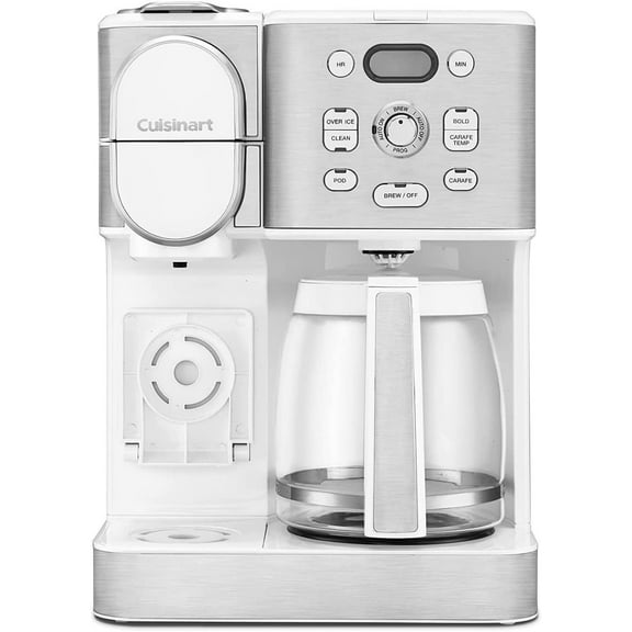 Coffee Maker, 12-Cup Glass Carafe, Automatic Hot and Iced Coffee Maker, Single Cup Brewer, Stainless Steel