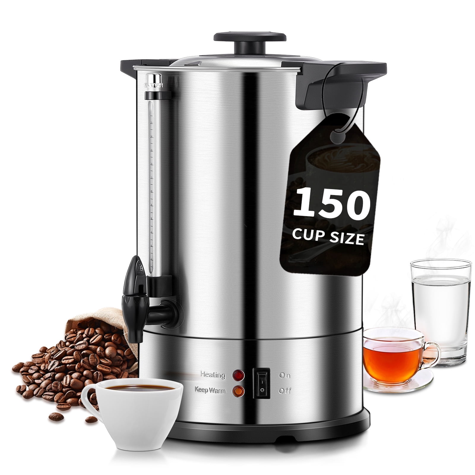 Coffee Maker 150 Cups Commercial, Coffee Urn 15 L/3.96 Gal Electric Hot  Beverage Dispenser with Dripless Faucet, 1500W Power Quick Brew, Stays Hot  for ...