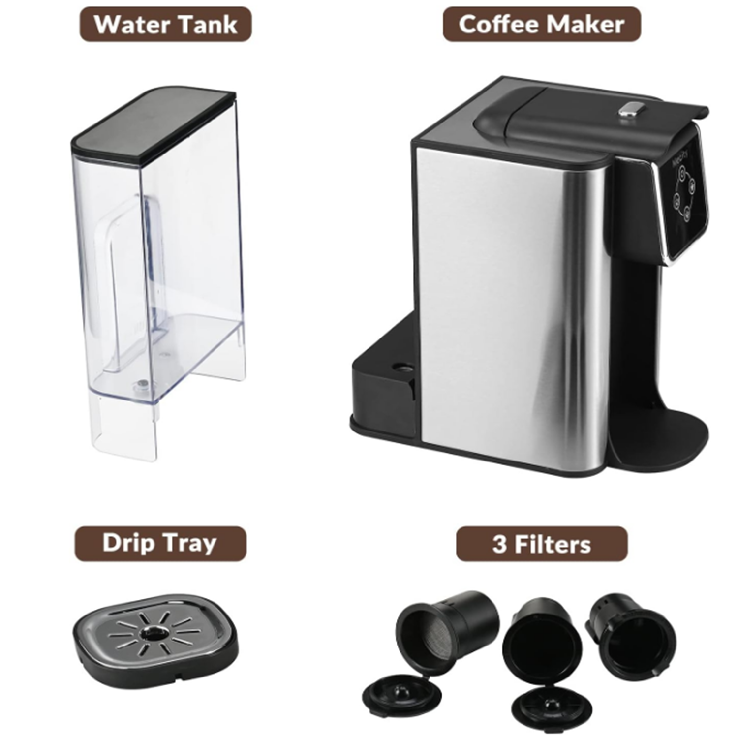 Coffee Maker 3 in 1 Single Serve Coffee Machine, Compatible with K cup Capsules, Instant Coffee Pot, Tea maker, 6,8,10 Oz Cup, Removable 50 Oz Water Reservoir, 120V 1150W
