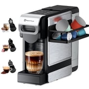 Coffee Maker 3-in-1 Single Serve Coffee Machine, for K-Cup Coffee Capsule Pod, Ground Coffee Powder Brewer, Stainless Steel Design, Sliver