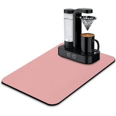 Coffee Maker Bar Mat Countertop,Dish Drying Mat,Bar Drying Mat,Absorbent Hide Stain Anti-Slip Coffee Bar Accessories Fit Under Coffee Machine Mat 23inx15in Pink