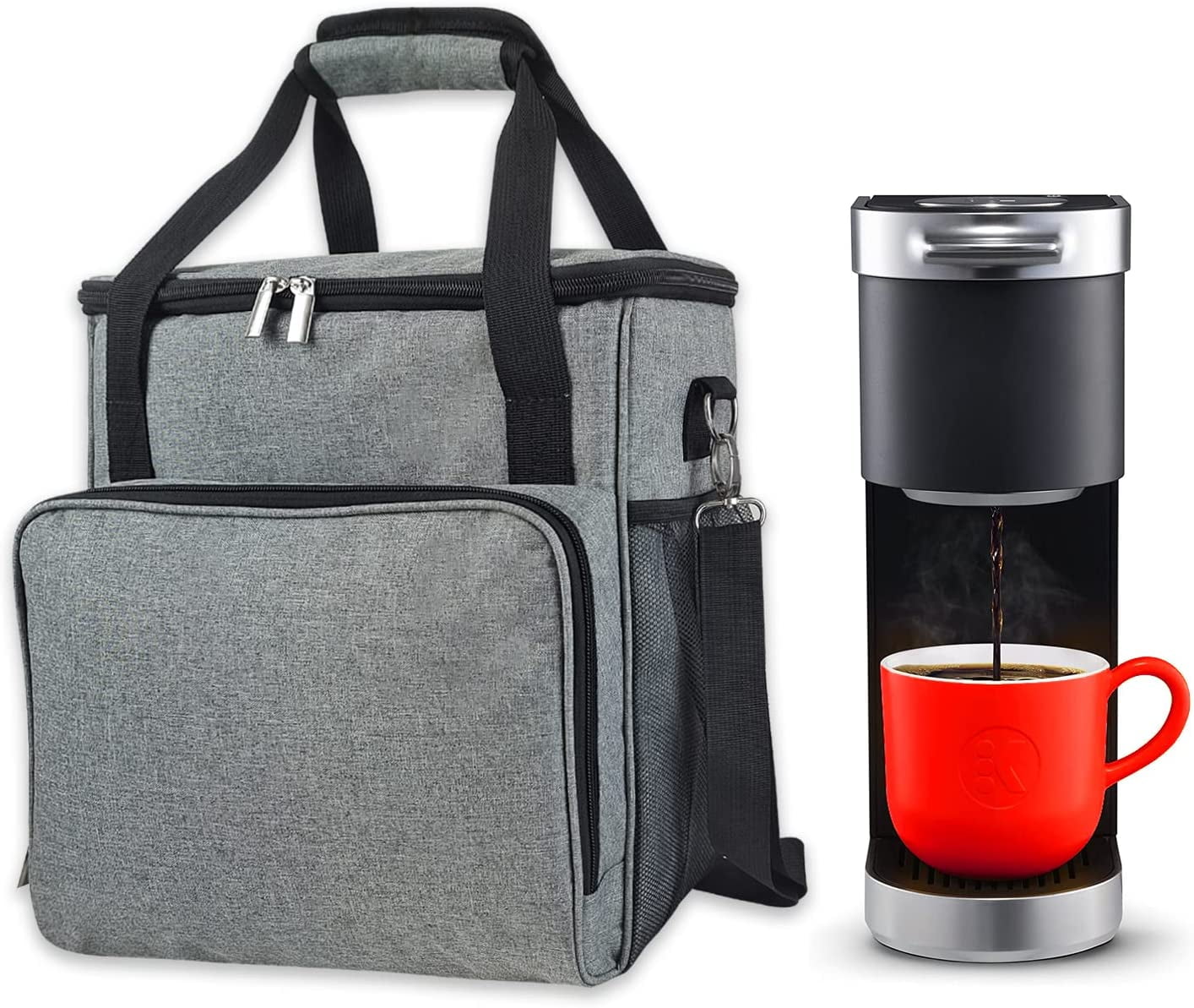 BAGSPRITE Coffee Maker Travel Bag Compatible with Keurig K-Mini or K-Mini  Plus, Single Serve Coffee Brewer Carrying Case with Multiple Pockets for
