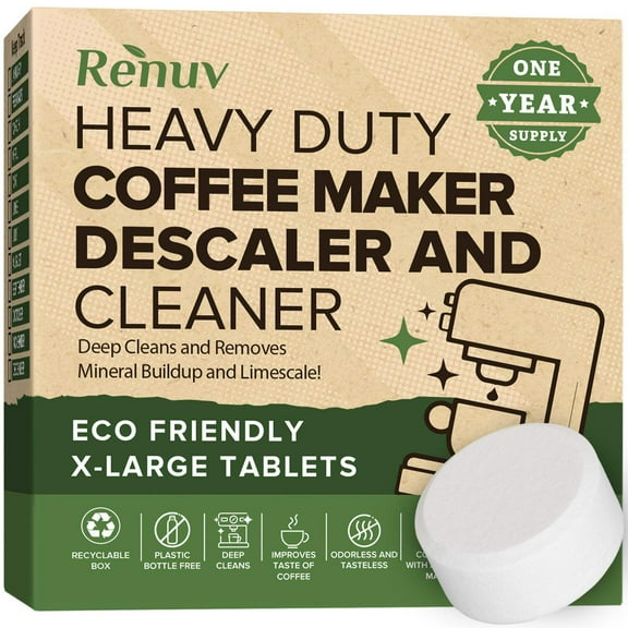Coffee Maker Cleaner and Descaler Tablets, 12 Uses for Single Cup, Multi Cup, Coffee Pot Maker Espresso Machines