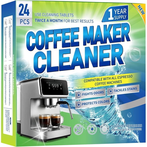 Coffee Maker Cleaner & Descaler Tablets - 24 count Uses for , , , Delonghi, Miele, and , Coffee Machine Claening Tablets Removes Limescale -1Year