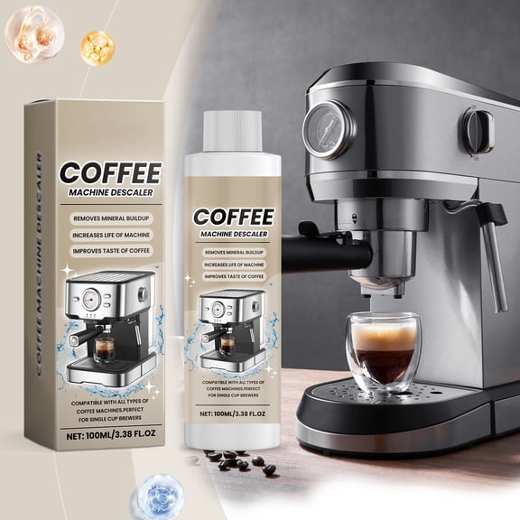 Coffee Maker Cleaner and Descaler, Universal 3.38 Oz Coffee Machine Cleaner Solution for All Coffee Machines, Removes Limescale and Mineral Buildup, Single Bottle