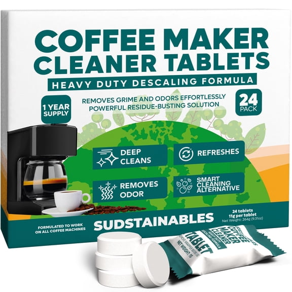 Coffee Maker Cleaner Tablets Descaling & Cleaning Solution for Coffee Makers, Pot, Espresso Machines Compatible with Breville, Miele, Keurig, DeLonghi, Nespresso & More Removes Stains & Oils